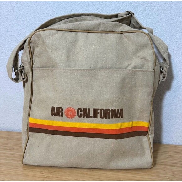 Vintage Handbags - VTG 80s Rare Air California Airlines AirCal Carry On Luggage Travel Bag